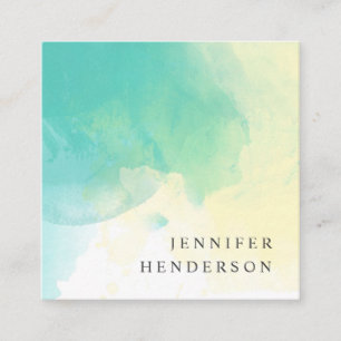 Modernes aquamarines gelbes quadratische visitenkarte