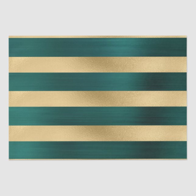 Modernes Aquamarines Gold Stripe Muster Weihnachte Seidenpapier (Vorderseite)