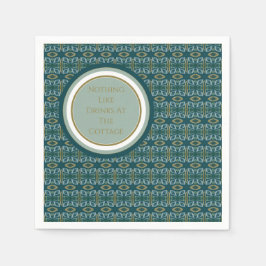 Modernes Aquamarines Grün und Gold Gemustert Serviette