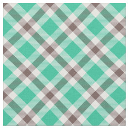 Modernes Aquamarines Grünbraun-Kariertes Muster Stoff