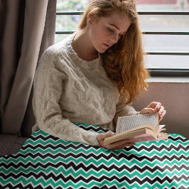 Modernes Aquamarines, grünes Zickzack Muster Sherpadecke