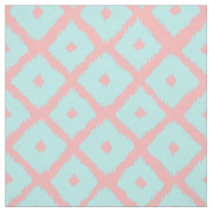 Modernes aquamarines korallenrotes trendy ikat stoff