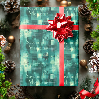 Modernes, Aquamarines Monochromatisches Muster mit Geschenkpapier