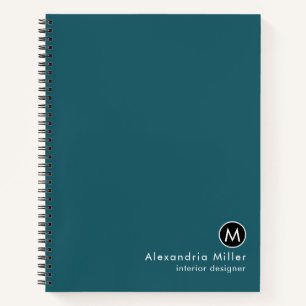 Modernes Aquamarines Monogram-Notebook Notizbuch