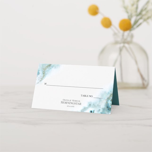 Modernes Aquamarines Moss Agate Menü (Vorderseite)