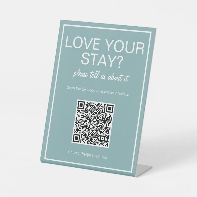 Modernes Aquamarines QR-Code-Prüftabellenzeichen Sockelschild (Vorderseite)