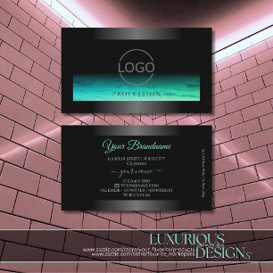 Modernes Aquamarines Schwarz-Luminous-Muster-Logo  Visitenkarte