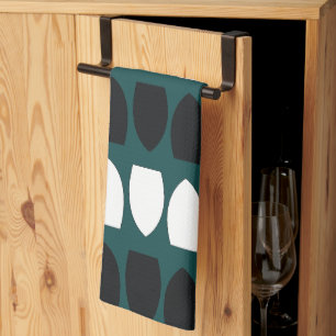 Modernes Aquamarines Schwarzes geometrisches Schwa Geschirrtuch