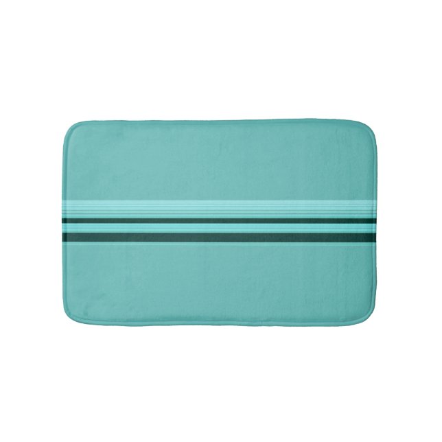 Modernes Aquamarines Streifenmuster Badematte (Vorderseite)