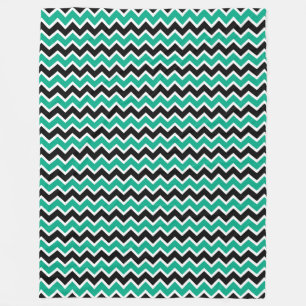 Modernes Aquamarines Zickzack Schwarzes Muster Fleecedecke