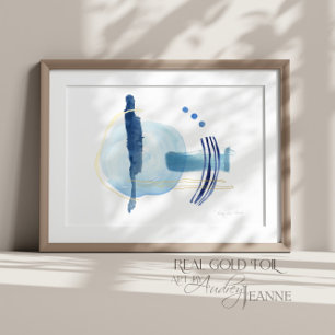 Modernes Aquarell Abstrakt Modernes Navy Blau Foliendrucke