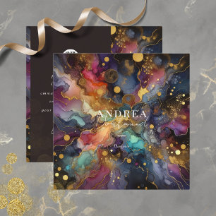 Modernes Aquarell Abstraktes lila Business Quadratische Visitenkarte