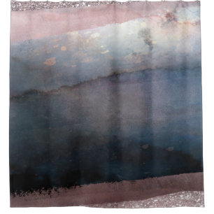 Modernes Aquarell Blau & Rose Gold Rosa Rosa Blush Duschvorhang