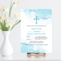 Modernes Aquarell Blue BOY Taufe Christening