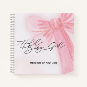Modernes Aquarell Blush Pink Bow Hallo Baby Girl Notizbuch