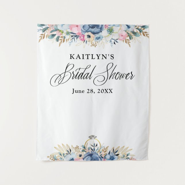 Modernes Aquarell-Brautparty im Hintergrund Wandteppich (Vorderseite)