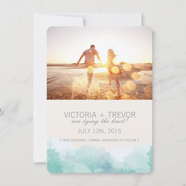Modernes Aquarell-Foto Save the Date (Vorderseite)