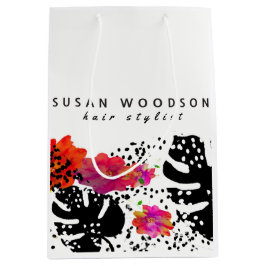 Modernes Aquarell mutiges Monstera mit Mittlere Geschenktüte