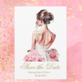 Modernes Aquarell Rosa Hochzeitskleid Brautparty Einladung