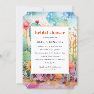 Modernes Aquarell Südwestwüste Brautparty Einladung