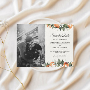 Modernes Aquarellbad Orange & Blätter Schönheit Ankündigungspostkarte