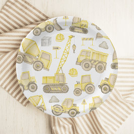 Modernes Aquarellbaufahrzeug zum Geburtstag Pappteller