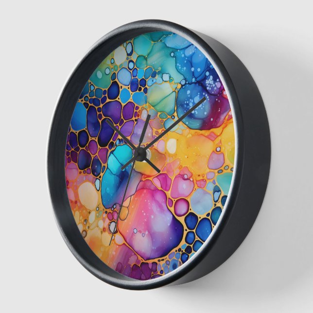 Modernes Aquarellfarben mit Alkoholfarbe Uhr (Winkel)