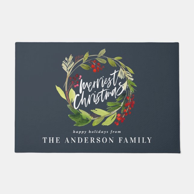 Modernes Aquarellgrün, eleganter Urlaub Fußmatte (Vorderseite)