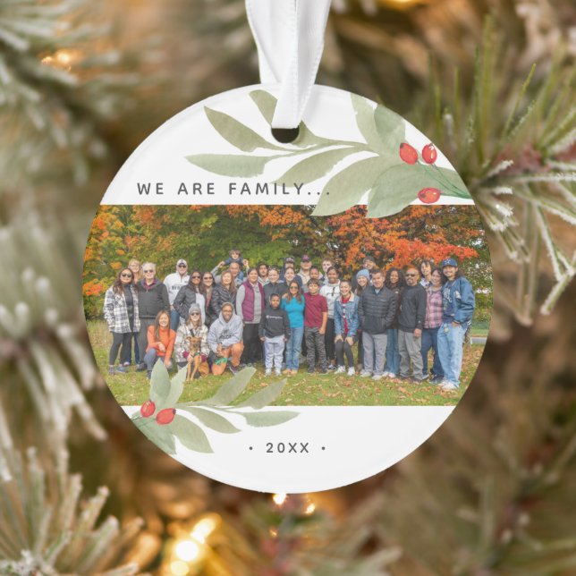 Modernes Aquarellgrün Foto Akryllisch Ornament (Baum)