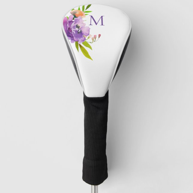 Modernes Aquarelllavenor-Monogramm Golf Headcover (Vorderseite)