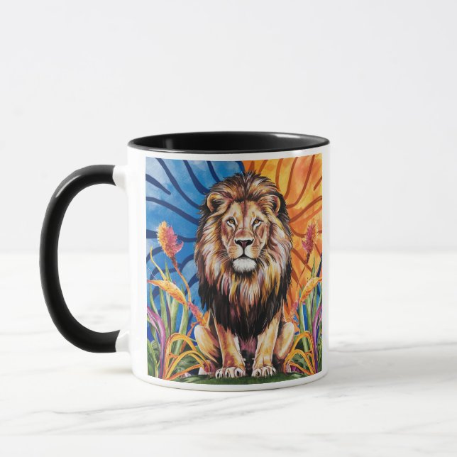 Modernes Aquarelllion Tasse (Links)