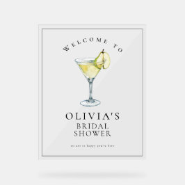 Modernes Aquarellzeichen Birne Martini Brautparty Acrylschild