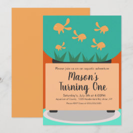 Modernes Aquarium Gold Fish Tank Geburtstag Einlad Einladung