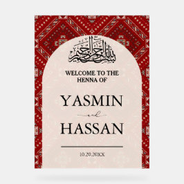 Modernes arabisches Henna Begrüßung Eintritt Acrylschild