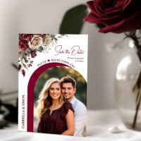 Modernes Arch Burgund & Cream Rose & Foto Hochzeit