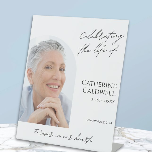 Modernes Arch Foto Begräbnis Begrüßungszeichen Sockelschild (Modern Arch Photo Funeral Welcome Pedestal Sign
)