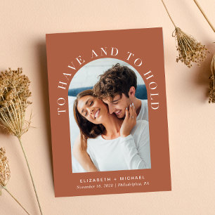 Modernes Arch Foto Burnt Orange Wedding Einladung