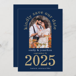 Modernes Arch Foto Hochzeit Navy Blue Save The Date