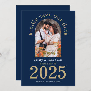 Modernes Arch Foto Hochzeit Navy Blue Save The Date