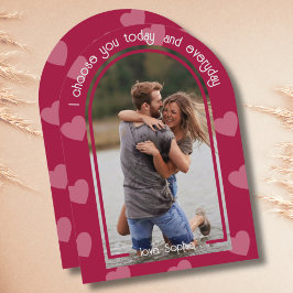 Modernes Arch Foto Hot Pink Valentinstag Einladung