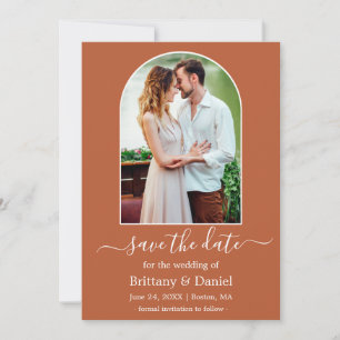 Modernes Arch-Foto-Rahmen Burnt Orange Save The Date