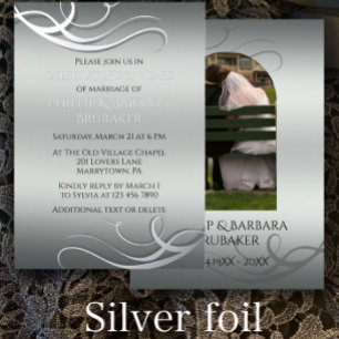 Modernes Arch-Foto zum 25. Hochzeitstag Silber Folieneinladung