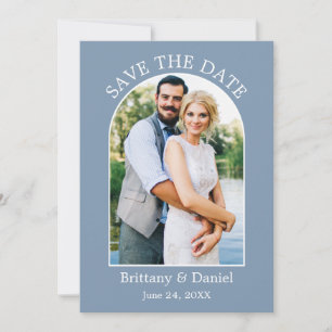 Modernes Arch Frame Foto Dusty Blue Save The Date