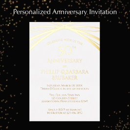 Modernes Arch Golden 50. Hochzeitsszenario-Party Folieneinladung