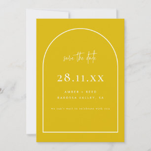 Modernes Arch Retro Minimalistisch Goldenes Gelb Save The Date