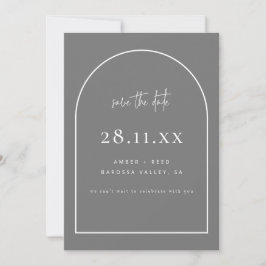 Modernes Arch Retro Minimalistisch Grau Save The Date