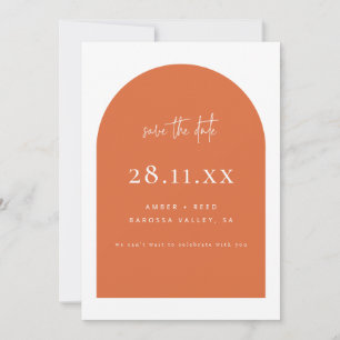 Modernes Arch Retro Minimalistisches Burnt Orange Save The Date