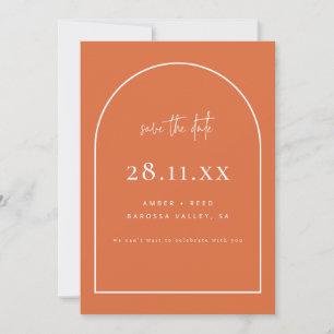 Modernes Arch Retro Minimalistisches Burnt Orange Save The Date