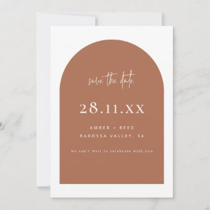 Modernes Arch Retro Minimalistisches Kupferskript Save The Date