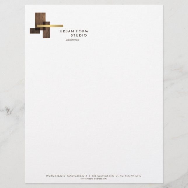 Modernes Architekten-Holz-Logo Briefbogen (Vorderseite)